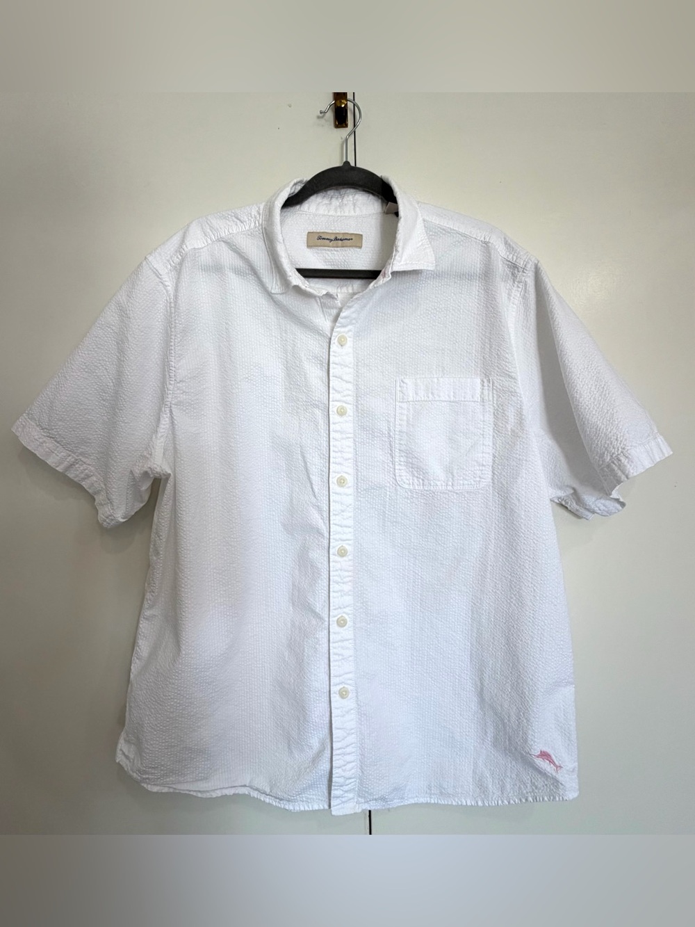 Tommy Bahama Nova Wave Seersucker White Short-Sleeve Button-Down Shirt
